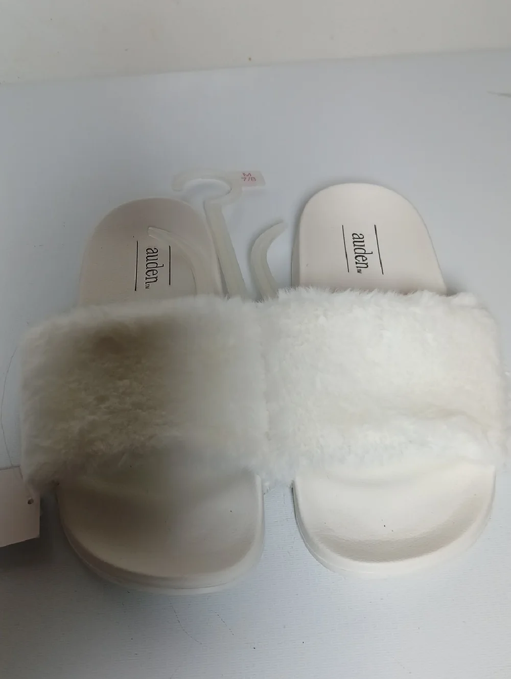 Auden Cream Faux Fur Slide Sandals - Picture 1 of 3